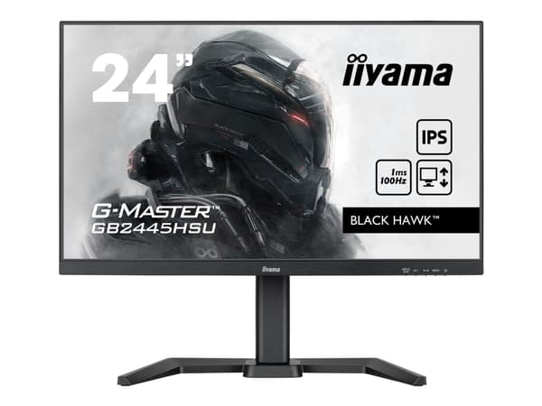 iiyama G-MASTER Black Hawk GB2445HSU-B1 - LED-skärm - 24" - 1920 x 1080 Full HD (1080p) @ 100 Hz - IPS - 250 cd/m² - 1300:1 - 1 ms - HDMI, DisplayPor