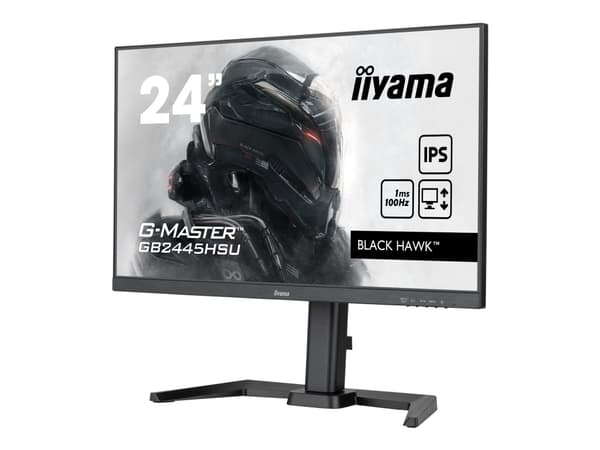 iiyama G-MASTER Black Hawk GB2445HSU-B1 - LED-skärm - 24" - 1920 x 1080 Full HD (1080p) @ 100 Hz - IPS - 250 cd/m² - 1300:1 - 1 ms - HDMI, DisplayPor Svart