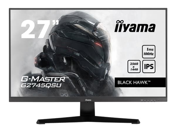 iiyama G-MASTER Black Hawk G2745QSU-B1 - LED-skjerm - 27" - 2560 x 1440 QHD @ 100 Hz - IPS - 250 cd/m² - 1300:1 - 1 ms - HDMI, DisplayPort - høyttale