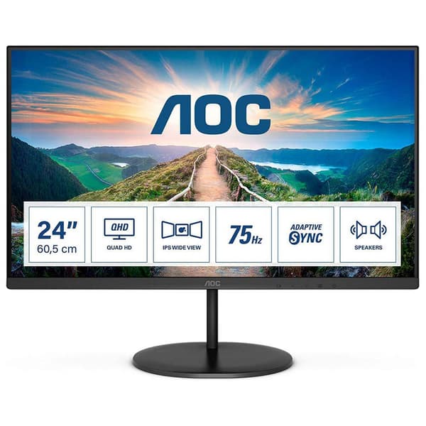 Aoc Monitor Q24v4eaips 24´´ Qhd Ips Led 75hz Musta One Size / EU Plug