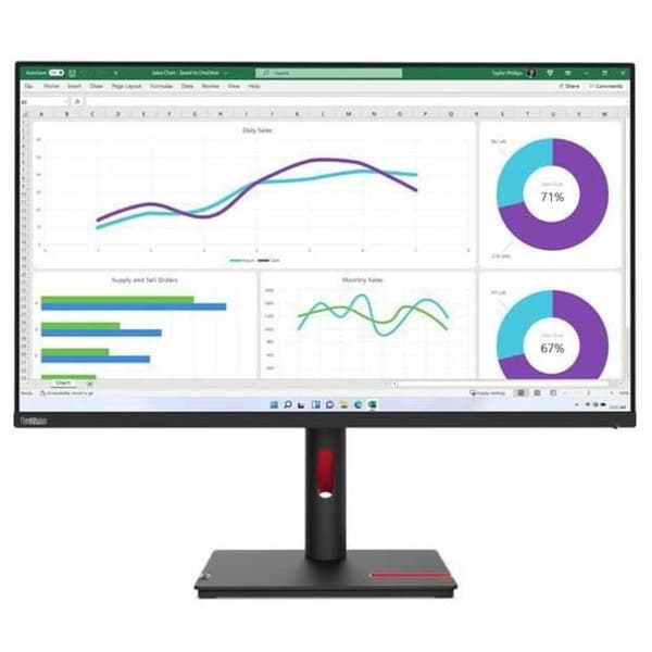Lenovo Overvåge Thinkvision T32h-30 23.8´´ 4k Ips Led Transparent Sort