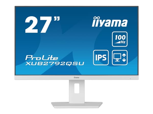 iiyama ProLite XUB2792QSU-W6 - LED-skjerm - 27" - 2560 x 1440 QHD @ 100 Hz - IPS - 250 cd/m² - 1300:1 - 0.4 ms - HDMI, DisplayPort - høyttalere - hvi