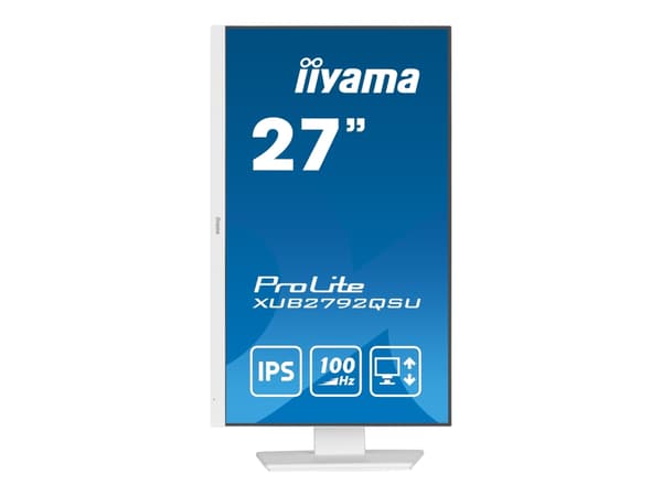 iiyama ProLite XUB2792QSU-W6 - LED-skjerm - 27" - 2560 x 1440 QHD @ 100 Hz - IPS - 250 cd/m² - 1300:1 - 0.4 ms - HDMI, DisplayPort - høyttalere - hvi