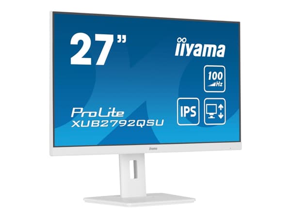 iiyama ProLite XUB2792QSU-W6 - LED-skjerm - 27" - 2560 x 1440 QHD @ 100 Hz - IPS - 250 cd/m² - 1300:1 - 0.4 ms - HDMI, DisplayPort - høyttalere - hvi