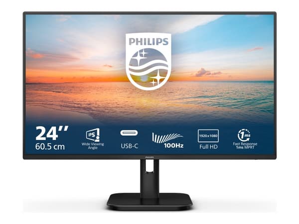 Philips 24E1N1300A - LED-skjerm - 24" (23.8" synlig) - 1920 x 1080 Full HD (1080p) @ 100 Hz - IPS - 1300:1 - 1 ms - HDMI, USB-C - høyttalere - tekstu