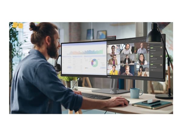 Philips 49B2U6900CH - 6000 Series - LED-skjerm - kurvet - USB - 49" (48.8" synlig) - 5120 x 1440 Dual Quad HD @ 75 Hz - VA - 450 cd/m² - 3000:1 - Dis Sort