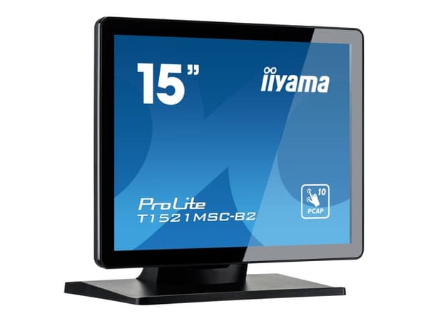 iiyama ProLite T1521MSC-B2 - LED-skärm - 15" - pekskärm - 1024 x 768 - TN - 370 cd/m² - 800:1 - 8 ms - HDMI, VGA - högtalare - mattsvart