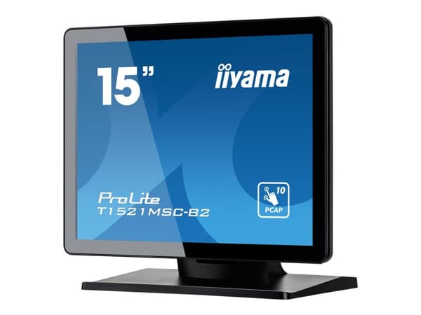 iiyama ProLite T1521MSC-B2 - LED-skärm - 15" - pekskärm - 1024 x 768 - TN - 370 cd/m² - 800:1 - 8 ms - HDMI, VGA - högtalare - mattsvart Svart