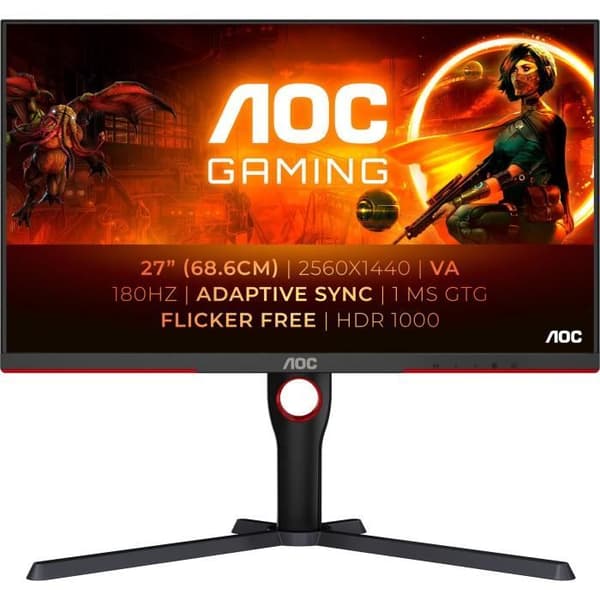 PC-skärm - AOC - Q27G3XMN - 27" QHD - MiniLED - 180Hz - 1ms - Justerbar i höjdled - 2 HDMI 1 DP - Adaptive Sync - Svart