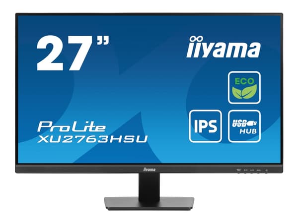 iiyama ProLite XU2763HSU-B1 - LED-näyttö - 27" - 1920 x 1080 Full HD (1080p) @ 100 Hz - IPS - 250 cd/m² - 1300:1 - 3 ms - HDMI, DisplayPort - kaiutti
