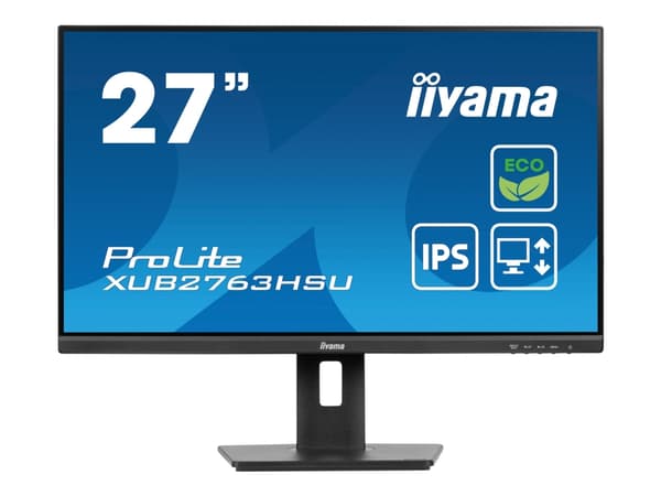 iiyama ProLite XUB2763HSU-B1 - LED-näyttö - 27" - 1920 x 1080 Full HD (1080p) @ 100 Hz - IPS - 250 cd/m² - 1300:1 - 3 ms - HDMI, DisplayPort - kaiutt
