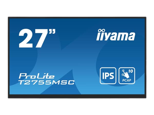 iiyama ProLite T2755MSC-B1 - LED-skjerm - 27" - berøringsskjerm - 1920 x 1080 Full HD (1080p) @ 60 Hz - IPS - 400 cd/m² - 1000:1 - 5 ms - HDMI, Displ Sort