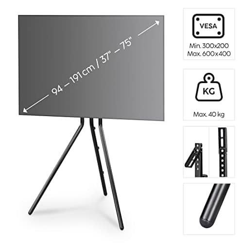 Hama TV-stativ, fritstående staffeli, højdejusterbar, 191 cm (75") til 40 kg