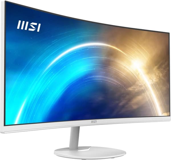 MSI PRO MP341CQWDE 34 tommer buet forretningsskærm, UWQHD (3440x1440), 100 Hz, VA-panel, hvid Hvid
