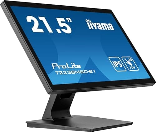 iiyama Prolite T2238MSC-B1 54,5 cm 21,5" IPS LED-skærm Full HD 10-punkts multi-touch optisk bundet kapacitiv HDMI DP USB3.2 anti-fingeraftryk IP1X 7H