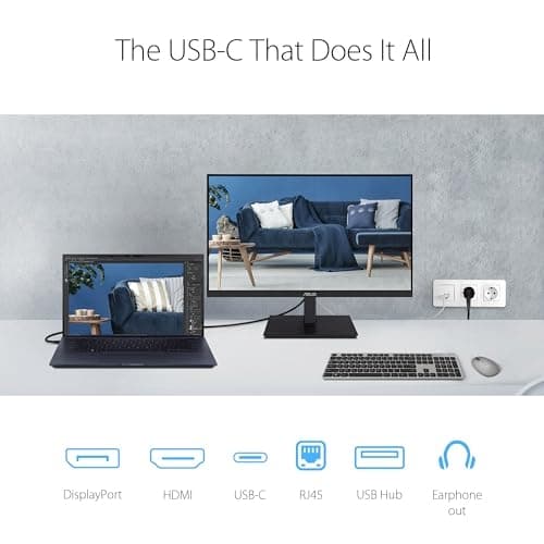 ASUS VA27ACFSN - LED-skärm - 68,6 cm (27") - 2560 x 1440 QHD @ 100 Hz - IPS - 350 cd/m² - 1300:1 - 5 ms - HDMI, DisplayPort, USB-C - högtalare - svart