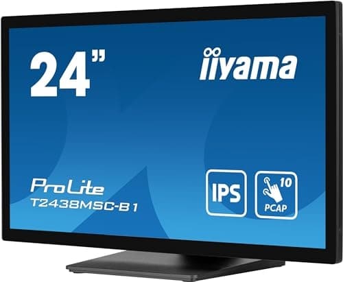 iiyama Prolite T2438MSC-B1 60,5 cm 23,8" IPS LED-skærm Full HD 10-punkts multi-touch optisk bundet kapacitiv HDMI DP USB3.2 anti-fingeraftryk IP1X 7H