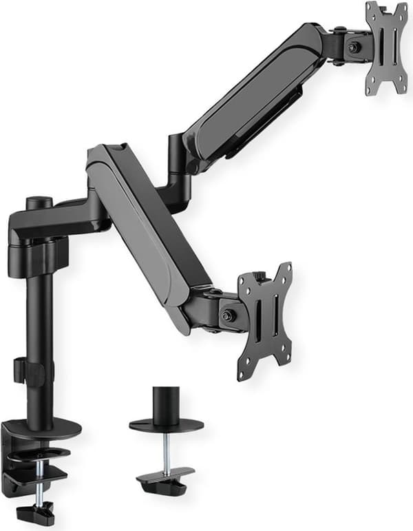 VALUE Dobbelt LCD-armstøttestang, 4 led, bordmontering Sort