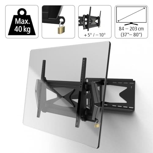 Hama TV-vægbeslag, drejeligt, vippeligt, tyverisikring, 203 cm (80), 40 kg (00220863)