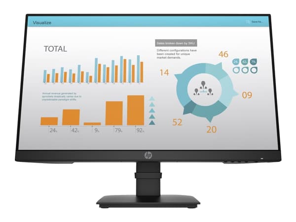 HP P24 G4 - P-Series - LED-skärm - 23.8" - 1920 x 1080 Full HD (1080p) @ 60 Hz - IPS - 250 cd/m² - 1000:1 - 5 ms - HDMI, VGA, DisplayPort - svart - f