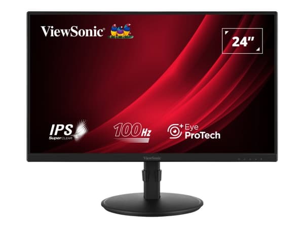 ViewSonic VA2408-HDJ - LED-skjerm - 24" (23.8" synlig) - 1920 x 1080 Full HD (1080p) @ 100 Hz - IPS - 250 cd/m² - 1300:1 - 5 ms - HDMI, VGA, DisplayP