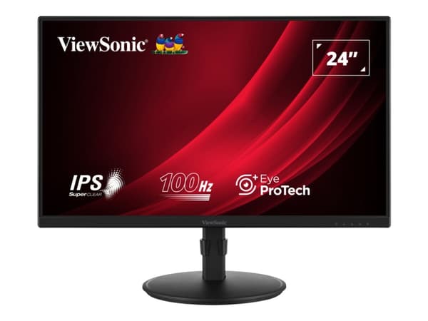 ViewSonic VA2408-HDJ - LED-skjerm - 24" (23.8" synlig) - 1920 x 1080 Full HD (1080p) @ 100 Hz - IPS - 250 cd/m² - 1300:1 - 5 ms - HDMI, VGA, DisplayP