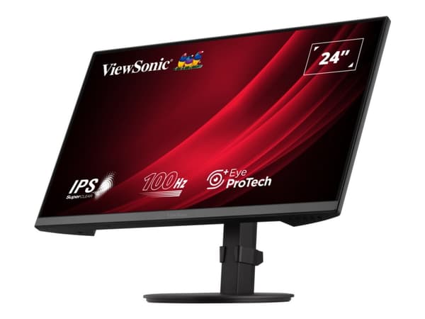 ViewSonic VA2408-HDJ - LED-skjerm - 24" (23.8" synlig) - 1920 x 1080 Full HD (1080p) @ 100 Hz - IPS - 250 cd/m² - 1300:1 - 5 ms - HDMI, VGA, DisplayP