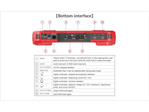 Ernitec 0070-24107-TESTER, CCTV-testimonitori, ranneke, harmaa, punainen, CE, FCC, 17,8 cm (7"), 1920 x 1200 pikseliä