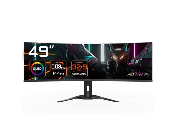 AORUS CO49DQ - OLED-monitor - böjd - 49" - 5120 x 1440 Dual Quad HD @ 144 Hz - 1000 cd/m² - 1500000:1 - DisplayHDR 400 True Black - 0.03 ms - 2xHDMI,