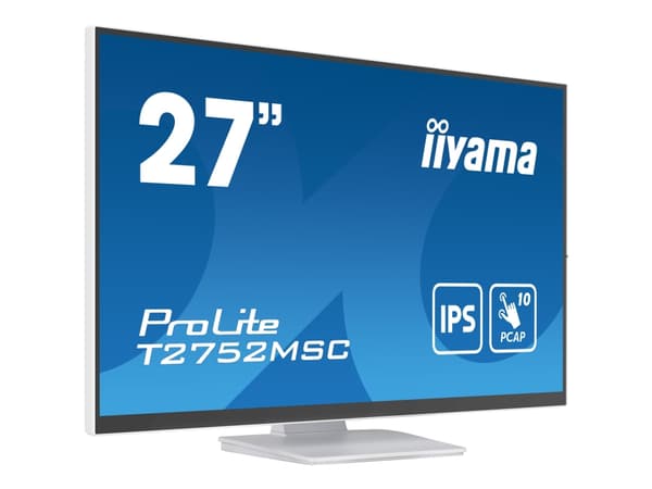 iiyama ProLite T2752MSC-W1 - LED-skärm - 27" - pekskärm - 1920 x 1080 Full HD (1080p) @ 60 Hz - IPS - 400 cd/m² - 1000:1 - 5 ms - HDMI, DisplayPort -