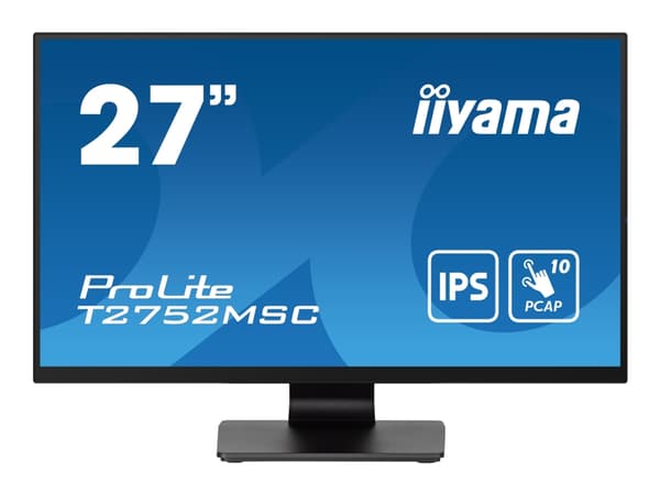 iiyama ProLite T2752MSC-B1 - LED-skärm - 27" - pekskärm - 1920 x 1080 Full HD (1080p) @ 60 Hz - IPS - 400 cd/m² - 1000:1 - 5 ms - HDMI, DisplayPort -