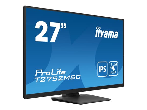 iiyama ProLite T2752MSC-B1 - LED-skärm - 27" - pekskärm - 1920 x 1080 Full HD (1080p) @ 60 Hz - IPS - 400 cd/m² - 1000:1 - 5 ms - HDMI, DisplayPort -