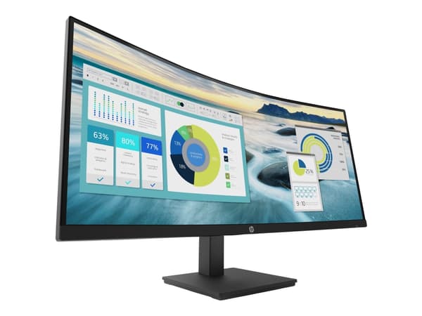 HP P34hc G4 - P-Series - LED-skärm - böjd - 34" - 3440 x 1440 WQHD @ 60 Hz - VA - 250 cd/m² - 3500:1 - 5 ms - HDMI, DisplayPort, USB-C - högtalare -