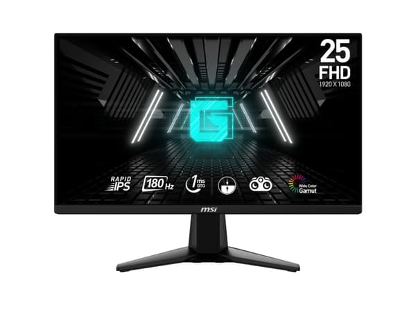 MSI G255F - LCD-skjerm - gaming - 25" (24.5" synlig) - 1920 x 1080 Full HD (1080p) @ 180 Hz - Fast IPS - 300 cd/m² - 1000:1 - 1 ms - 2xHDMI, DisplayP