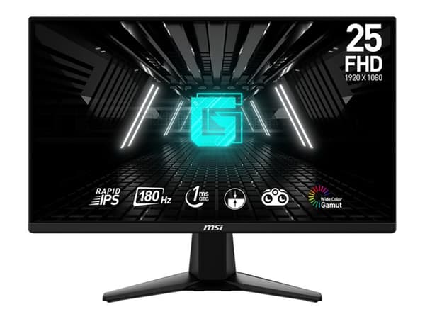 MSI G255F - LCD-skjerm - gaming - 25" (24.5" synlig) - 1920 x 1080 Full HD (1080p) @ 180 Hz - Fast IPS - 300 cd/m² - 1000:1 - 1 ms - 2xHDMI, DisplayP Sort