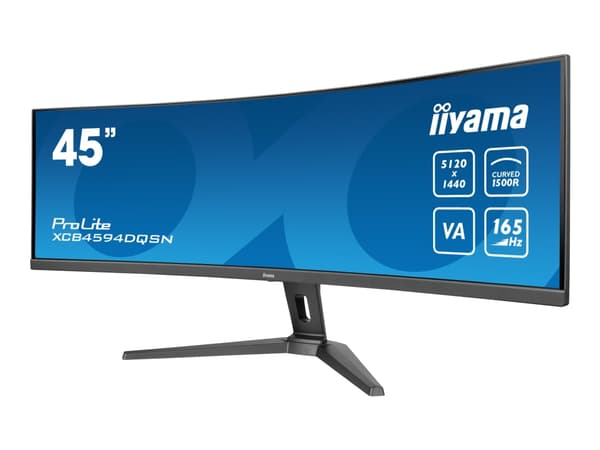 iiyama ProLite XCB4594DQSN-B1 - LED-skärm - böjd - 45" (44.5" visbar) - 5120 x 1440 Dual Quad HD @ 165 Hz - VA - 450 cd/m² - 3000:1 - HDR400 - 0.8 ms Svart