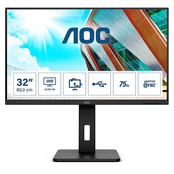 Aoc Monitor U32p2 32´´ 4k Ips Led 75hz Musta One Size / EU Plug