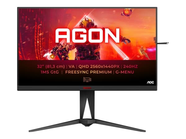 AOC AGON AG325QZN 31.5 2560 x 1440 (2K) HDMI DisplayPort 240Hz Pivot Skærm Sort
