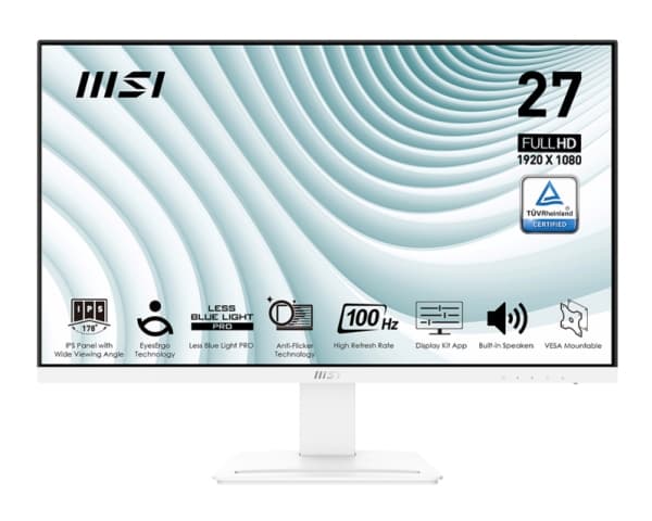 MSI PRO MP273AWDE - LED-skjerm - 27" - 1920 x 1080 Full HD (1080p) @ 100 Hz - IPS - 300 cd/m² - 1000:1 - 1 ms - HDMI, VGA, DisplayPort - høyttalere