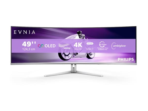 Philips Evnia 8000 49M2C8900L - OLED-skjerm - gaming - kurvet - 49" (48.9" synlig) - 5120 x 1440 Dual Quad HD @ 144 Hz - 1000 cd/m² - 1000000:1 - Dis