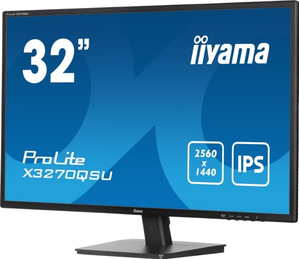 iiyama ProLite X3270QSU-B1 - LED-skärm - 32" (31.5" visbar) - 2560 x 1440 WQHD @ 100 Hz - IPS - 250 cd/m² - 1200:1 - 3 ms - 2xHDMI, DisplayPort - hög