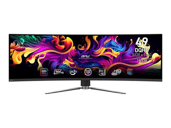MSI MPG 491CQP QD-OLED - OLED-monitor - spel - böjd - 49" - 5120 x 1440 Dual Quad HD @ 144 Hz - 250 cd/m² - 1500000:1 - HDR400 - 0.03 ms - 2xHDMI, Di