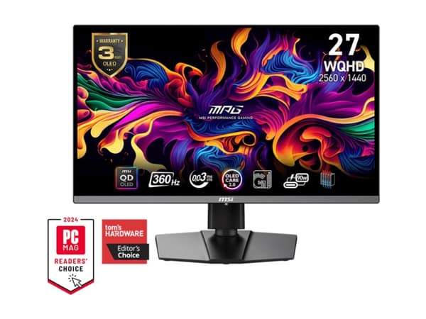 MSI MPG 271QRXDE QD-OLED, 67.3 cm (26.5"), 2560 x 1440 pixels, Wide Quad HD, QD-OLED, 1 ms, Black