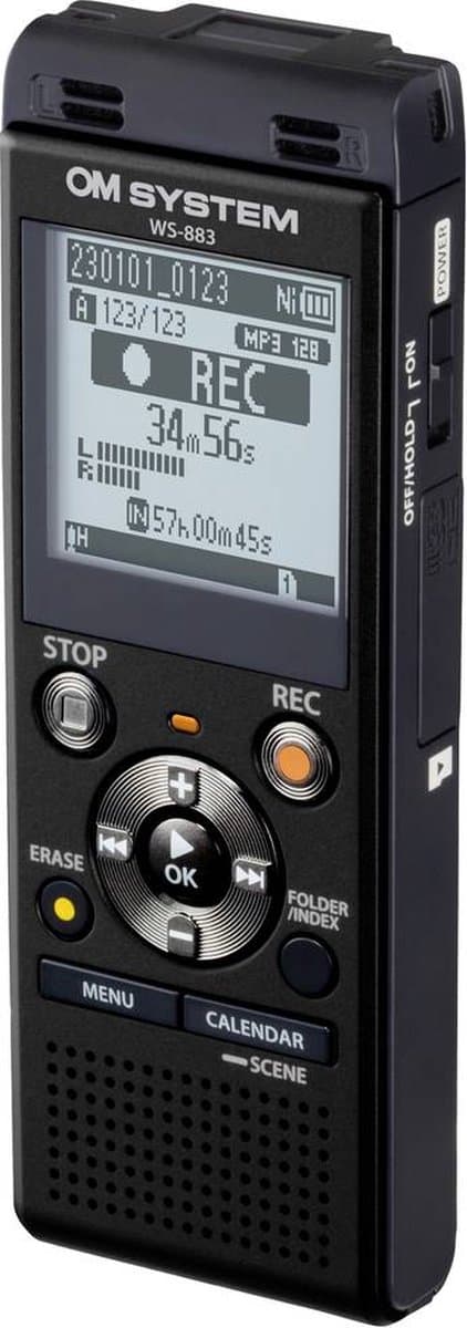 OM System WS-883 Digital diktermaskine Driftstid (maks.) 2080 timer Sort