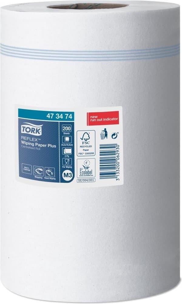 Tork Reflex™ Plus Mini Centerfeed Poetry Paper Hvid M3, multifunktionelt, 9 x 200 forseglet (473474)
