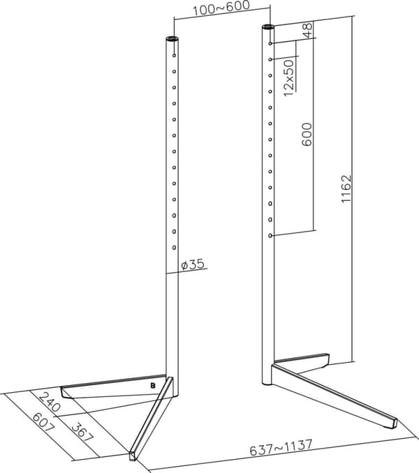 One For All EZ Universal TV Stand (WM7610) - 32 til 65 tommer - VESA 600 - sort