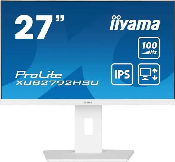 iiyama ProLite XUB2792HSU-W6 - 27 tommer - IPS - Fuld HD - USB-hub - Højdejusterbar Hvid