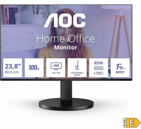 AOC 24B3CF2 - Full HD USB-C-skærm - 65w - 100hz - 1ms - FreeSync - Højttalere - 24 tommer
