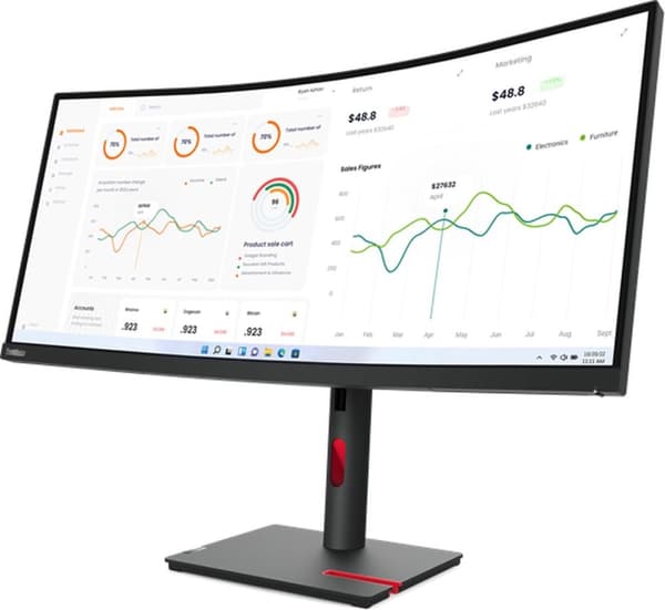 Lenovo ThinkVision T34w-30 (34") 3440x1440 USB-C/DP/HDMI [Energiklass F] (63D4GAT1EU)