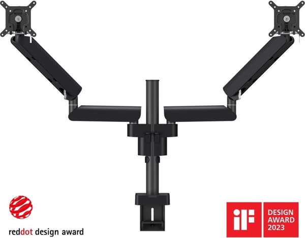 MOMO 4237 Monitorarm Motion Plus til 2 skærme med justerbart multisystem (sort)